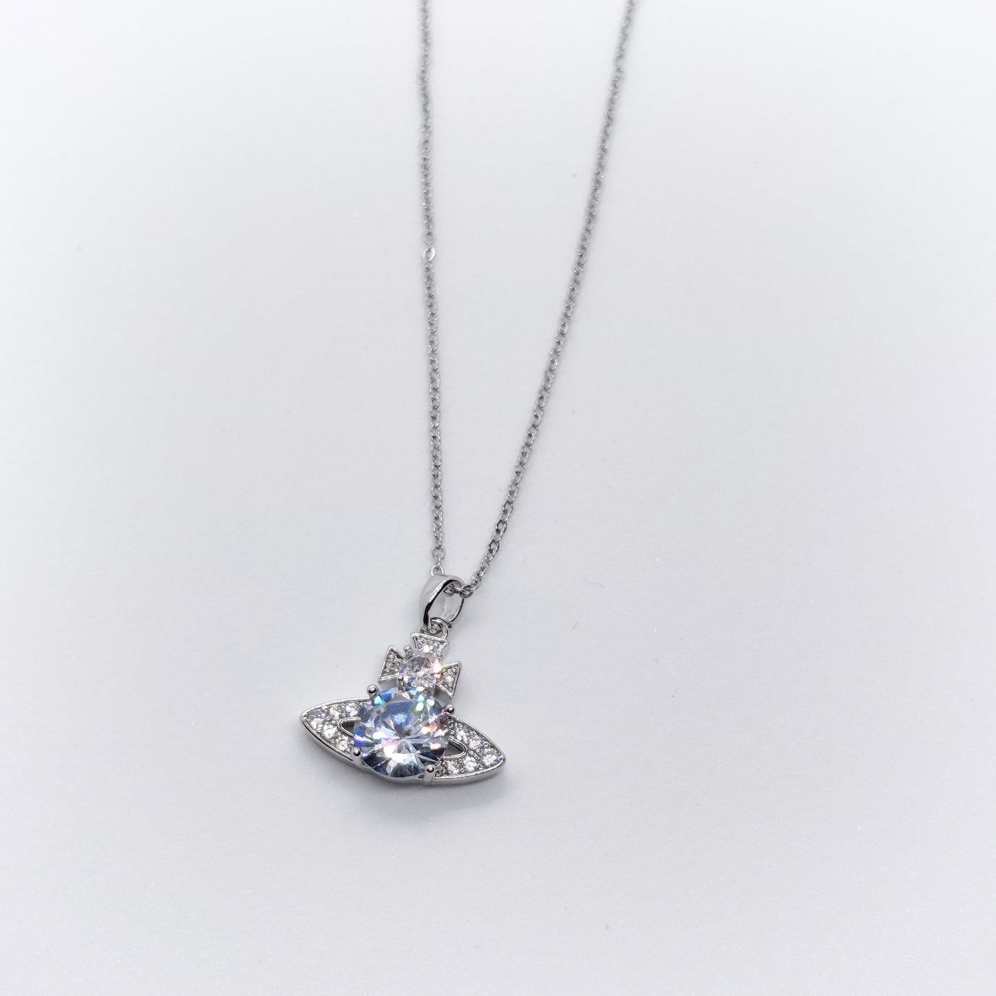 "Orb" Silver Zircon Necklace