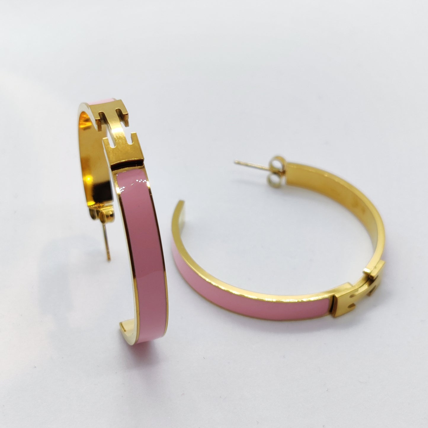 H Pink 18K Gold Hoop Earrings