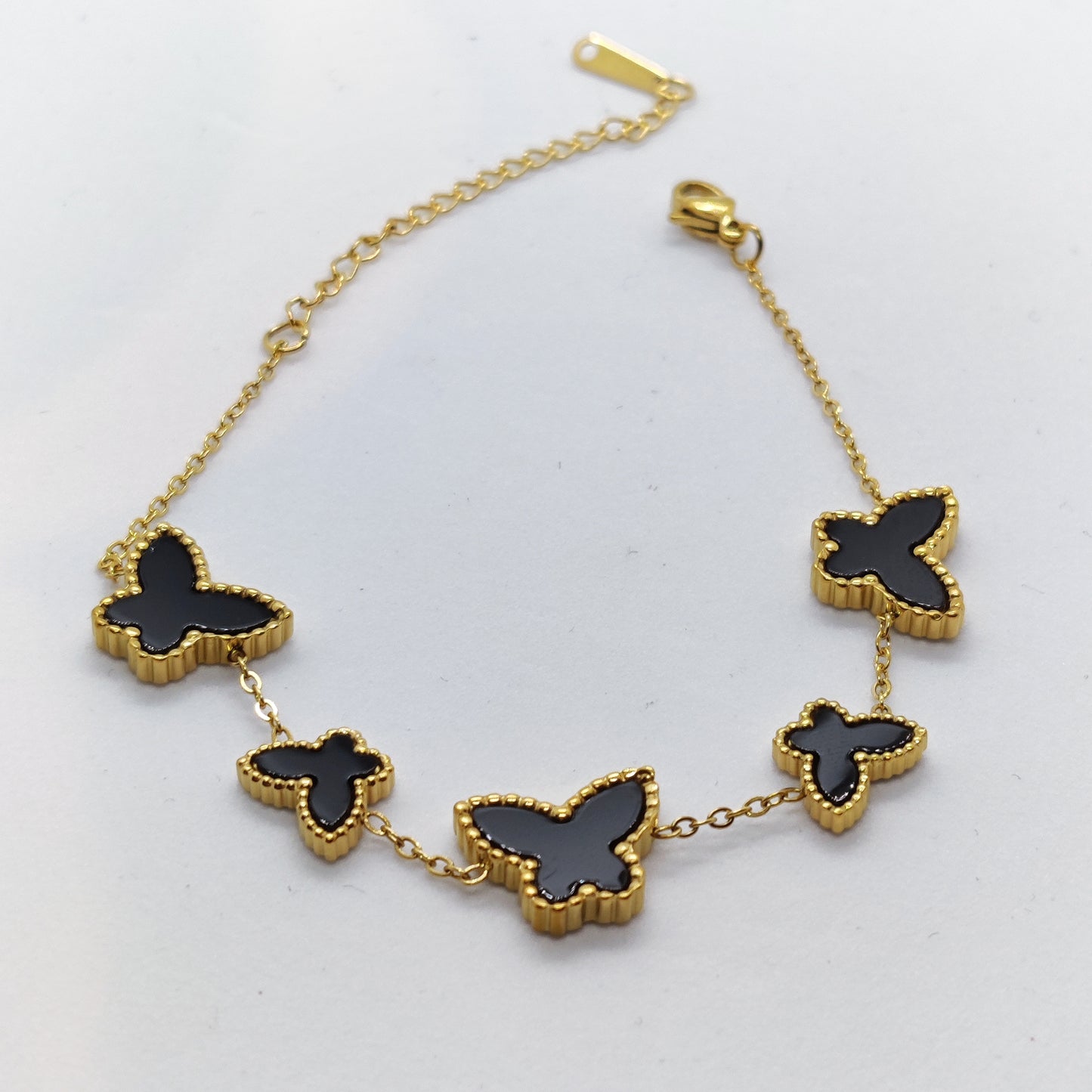 "Morphosis" Black Butterfly 18K Gold Bracelet