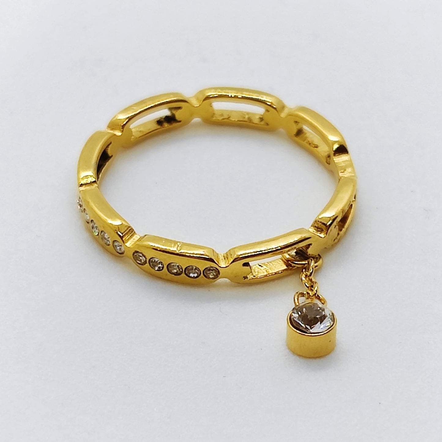 "Droplet" Chain Dangle 18K Gold Ring