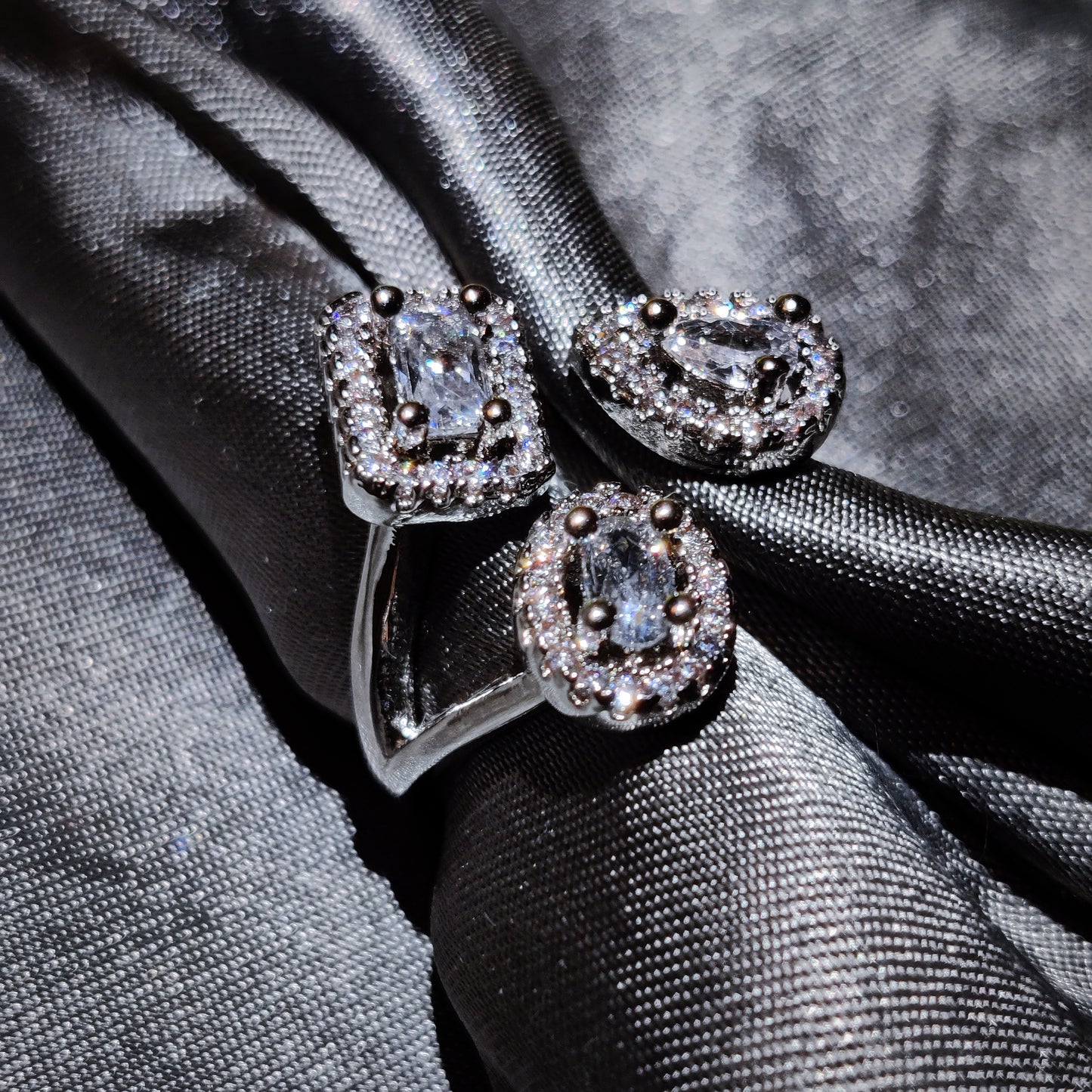 "Trifector" Adjustable Silver Ring