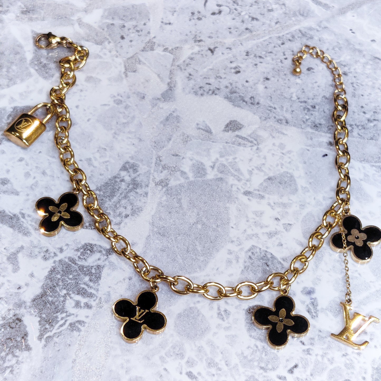 LV Clover Necklace, Bracelet and Anklet