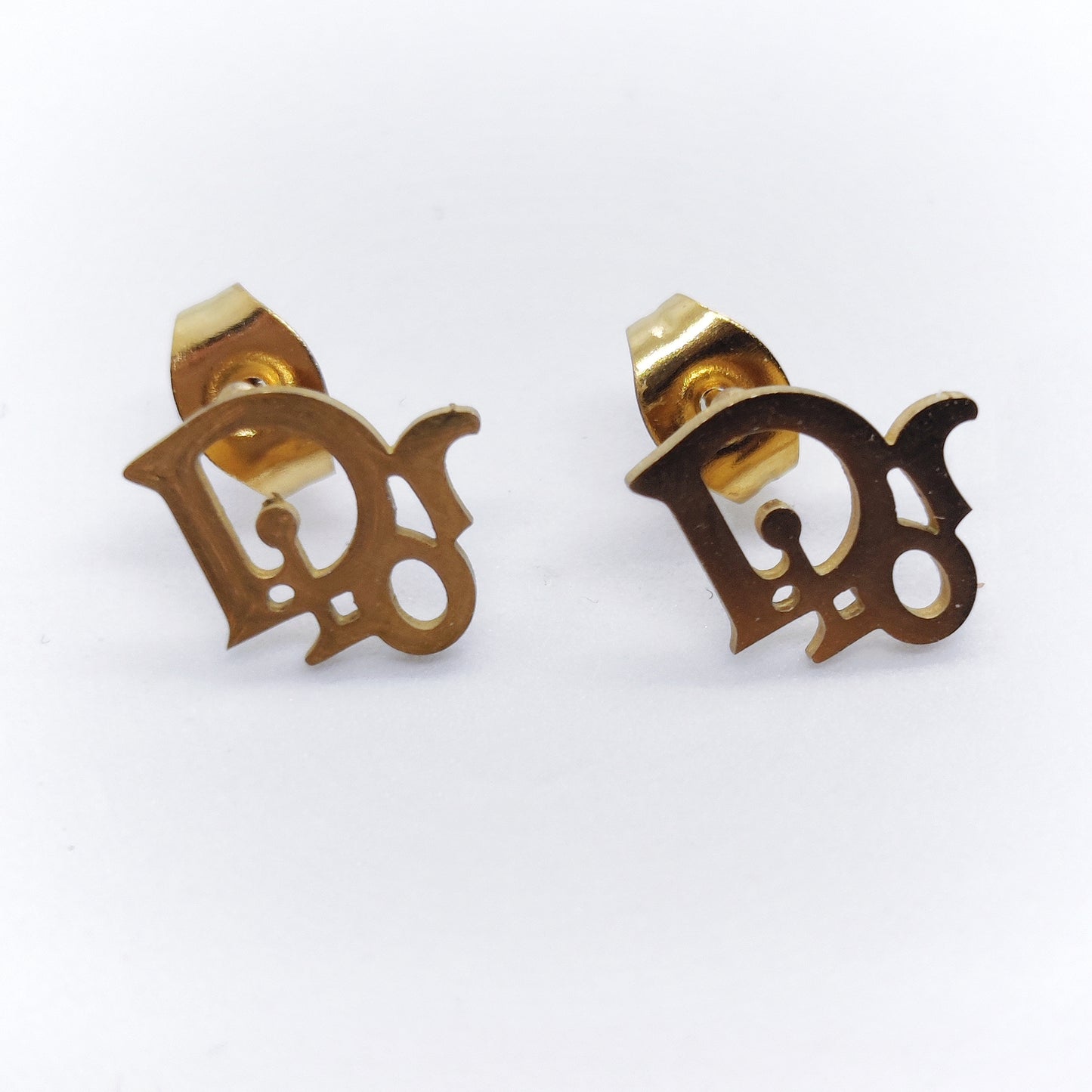 "CD" Letter 18K Gold Stud Earrings