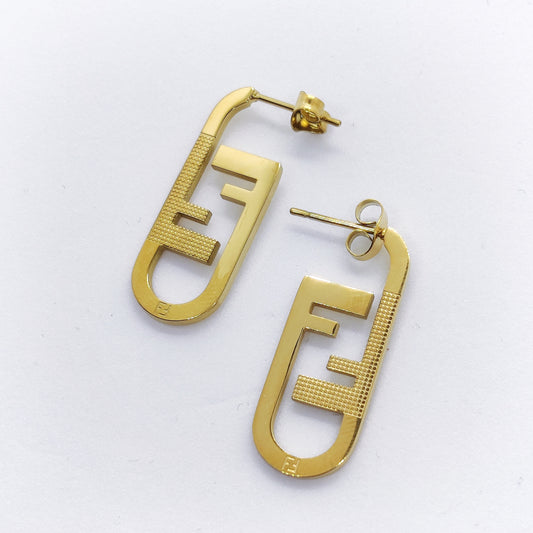 "From Fahm" Unique F Hoop 18K Gold Earrings