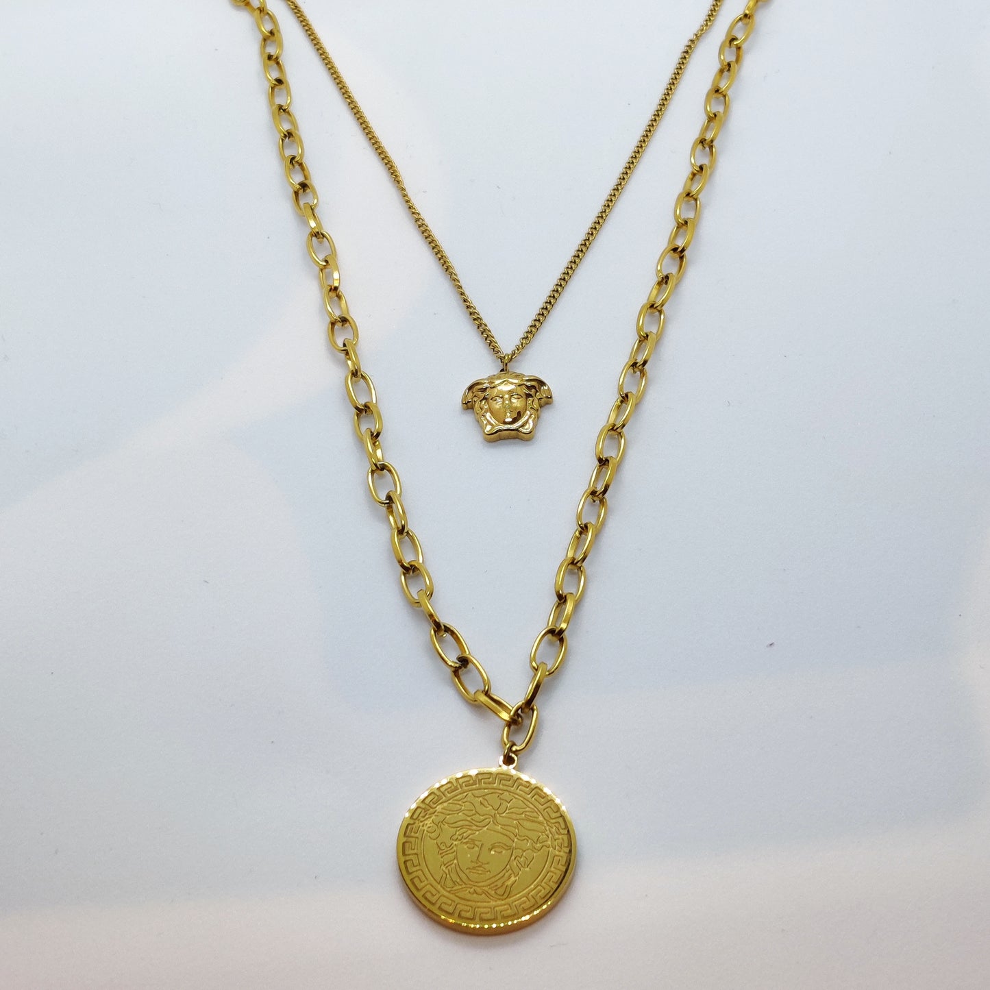 "Seduca" Long Double Chain 18K Gold Necklace