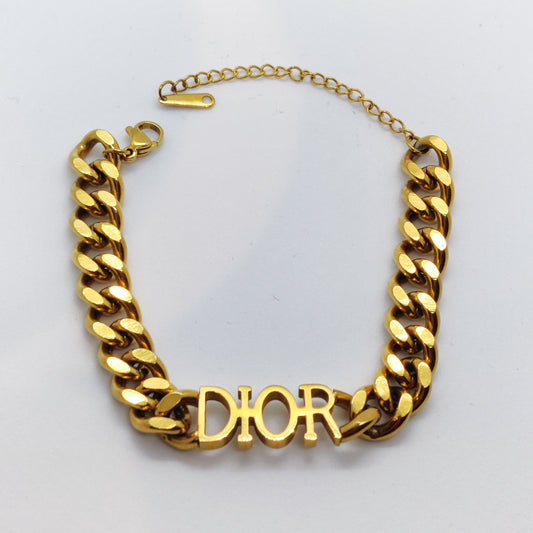 "CD" Cuban Chain 18K Gold Bracelet