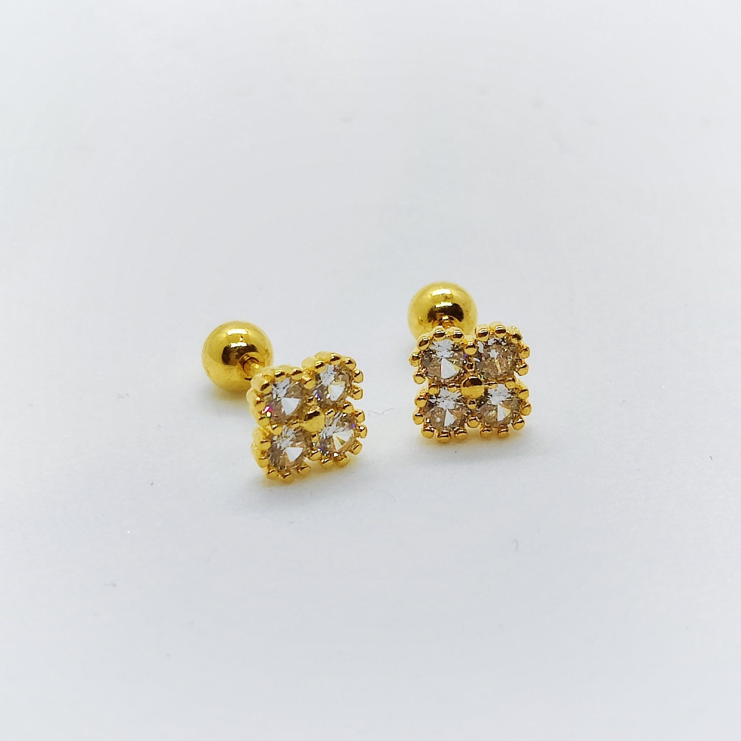 "Lucky" Zircon 18K Gold Baby Earrings