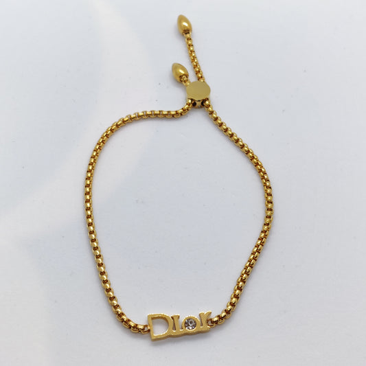 "CD" Zircon Adjustable 18K Gold Tennis Bracelet