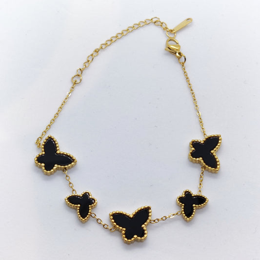 "Morphosis" Black Butterfly 18K Gold Bracelet