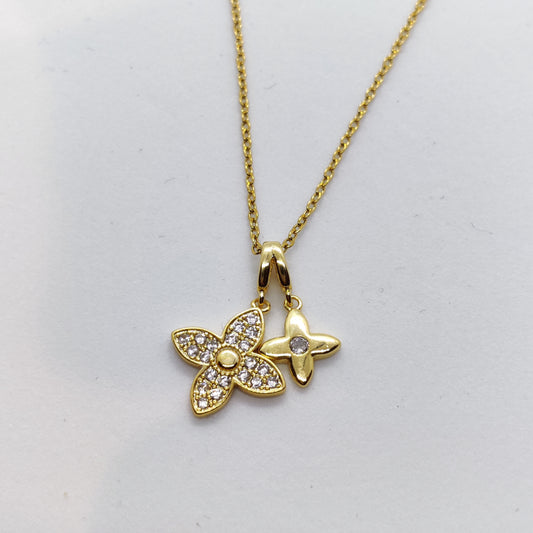 "Floret" 2 Pendant 18K Gold Necklace