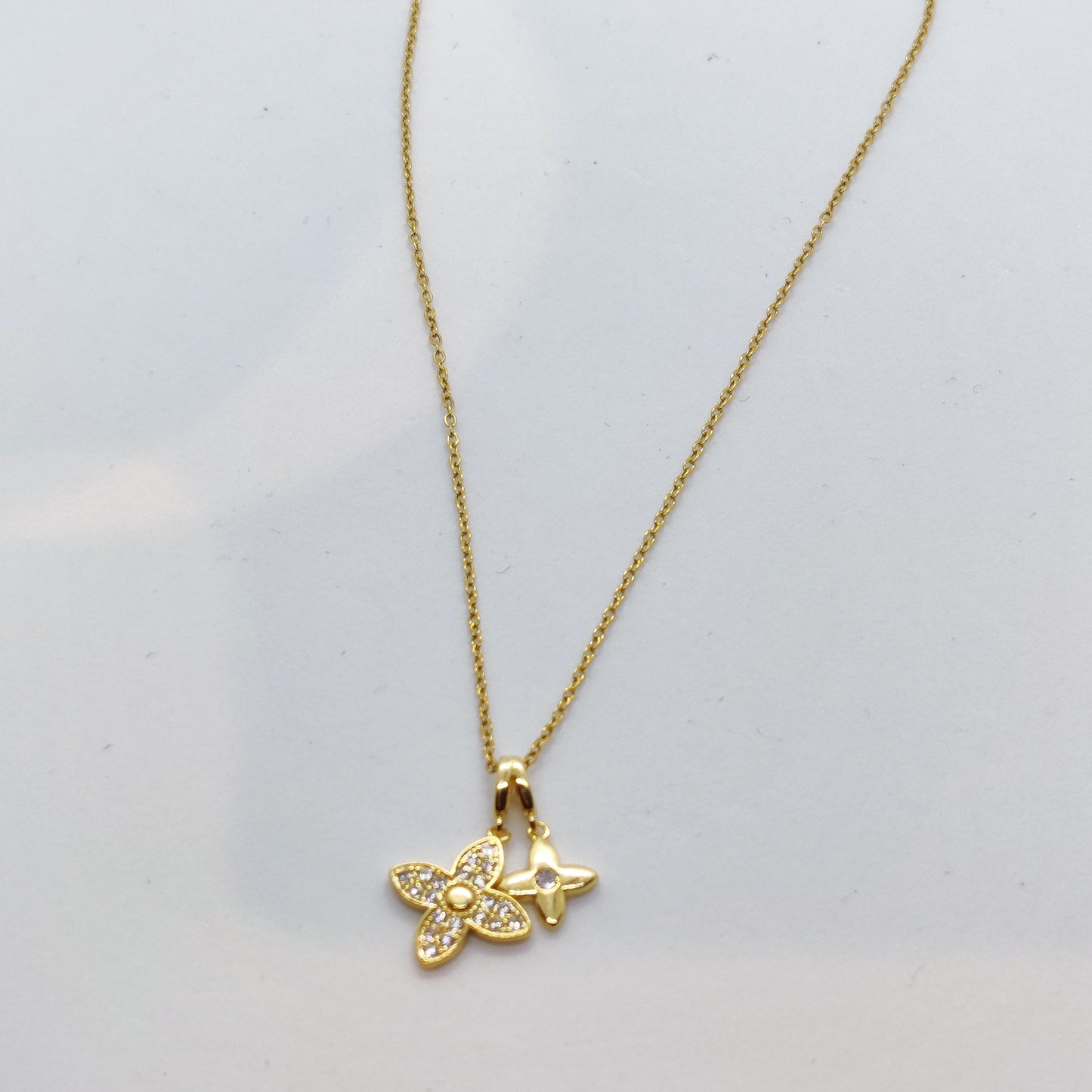 "Floret" 2 Pendant 18K Gold Necklace