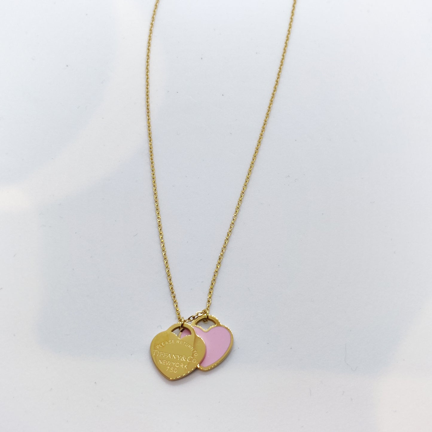 Tiff Pink Heart Pendant 18K Gold Necklace