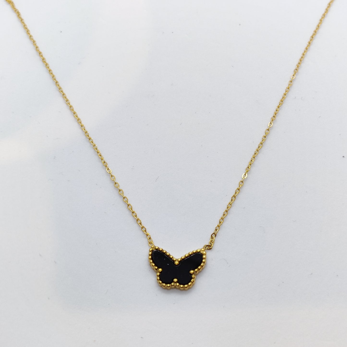 "Morphosis" Black Butterfly 18K Gold Necklace