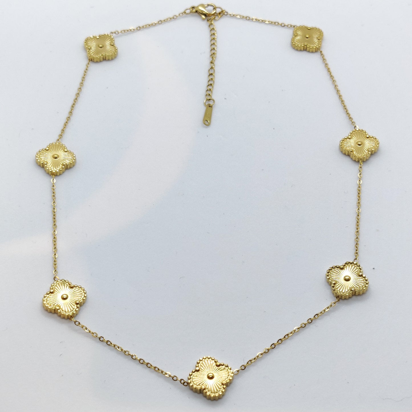 "Lucky" 7 Clover 18K Gold Titanium Necklace