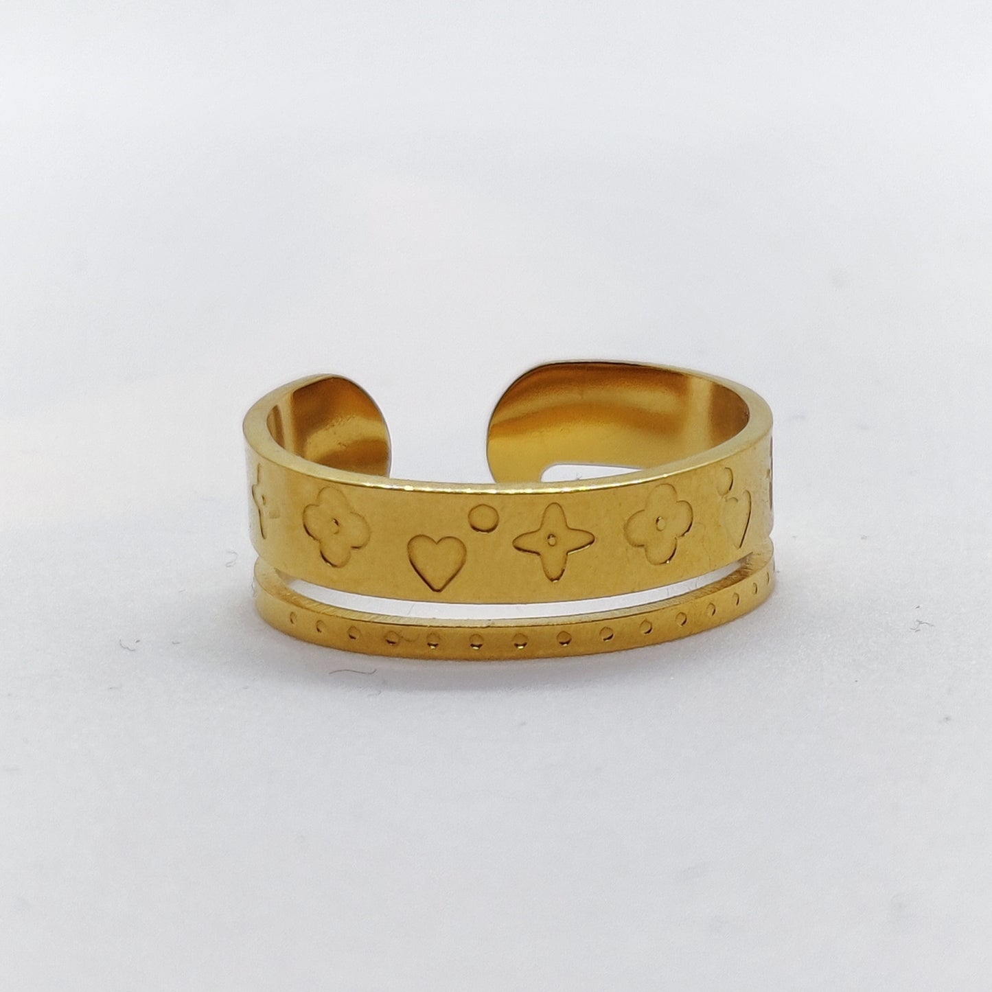 "Floret" Titanium 18K Gold Ring