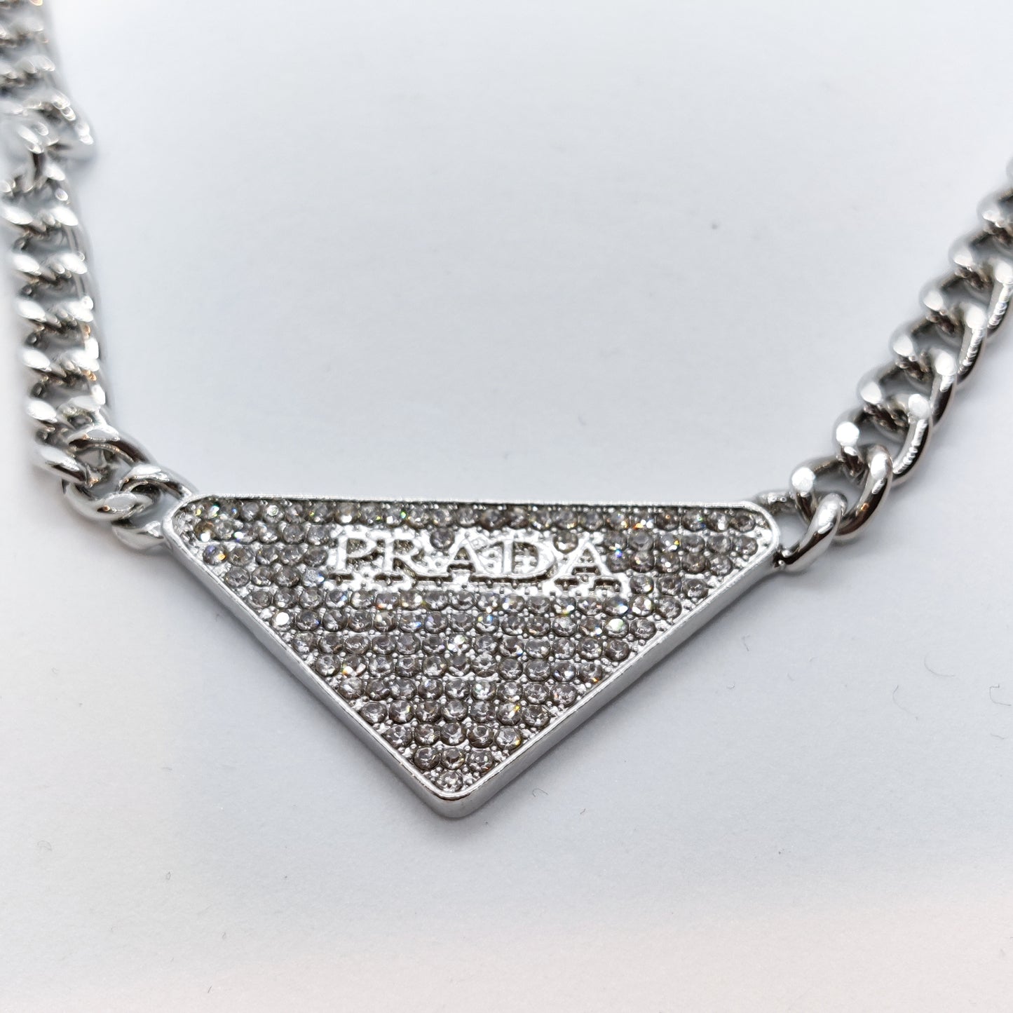 P Silver Sparkly Chain Necklace