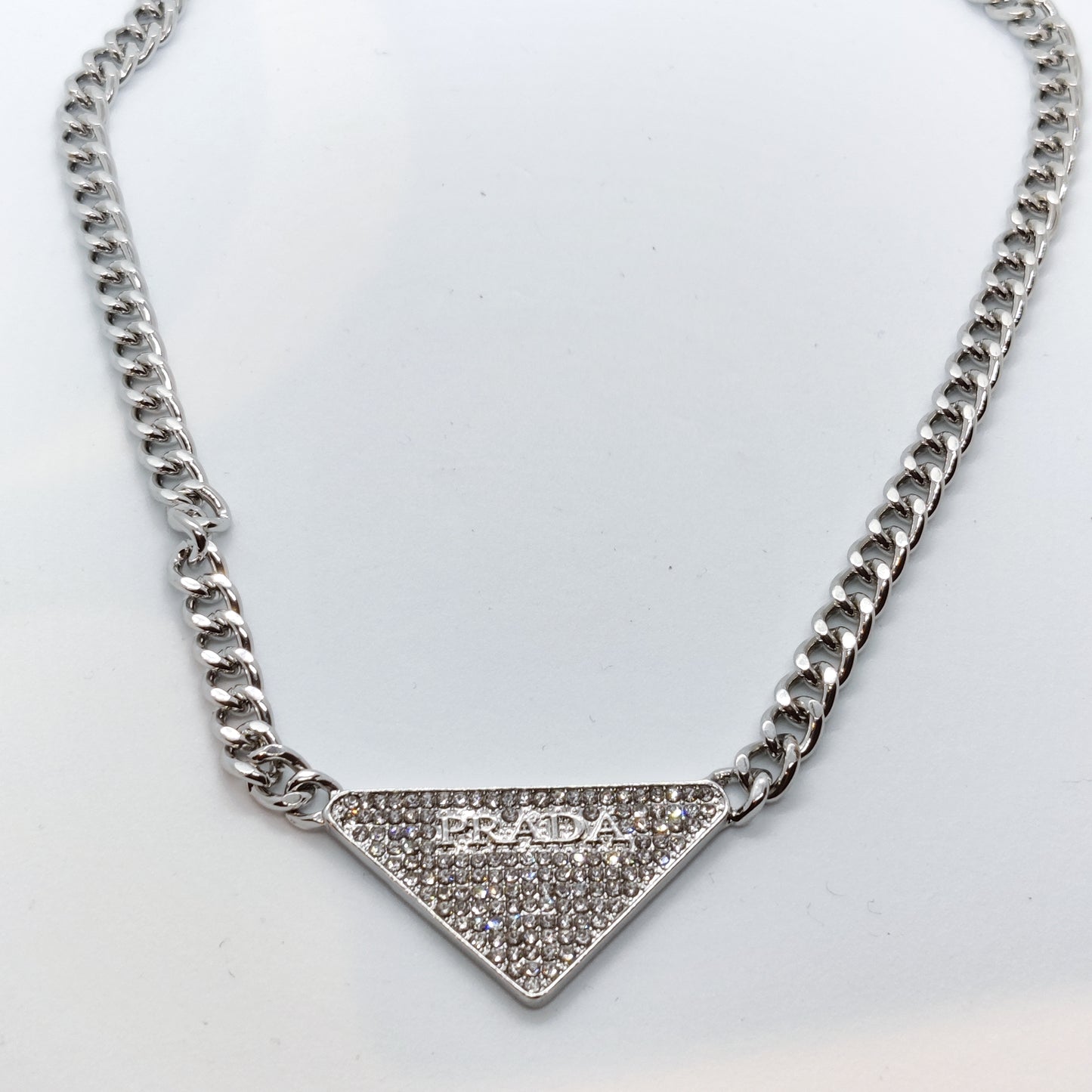 P Silver Sparkly Chain Necklace