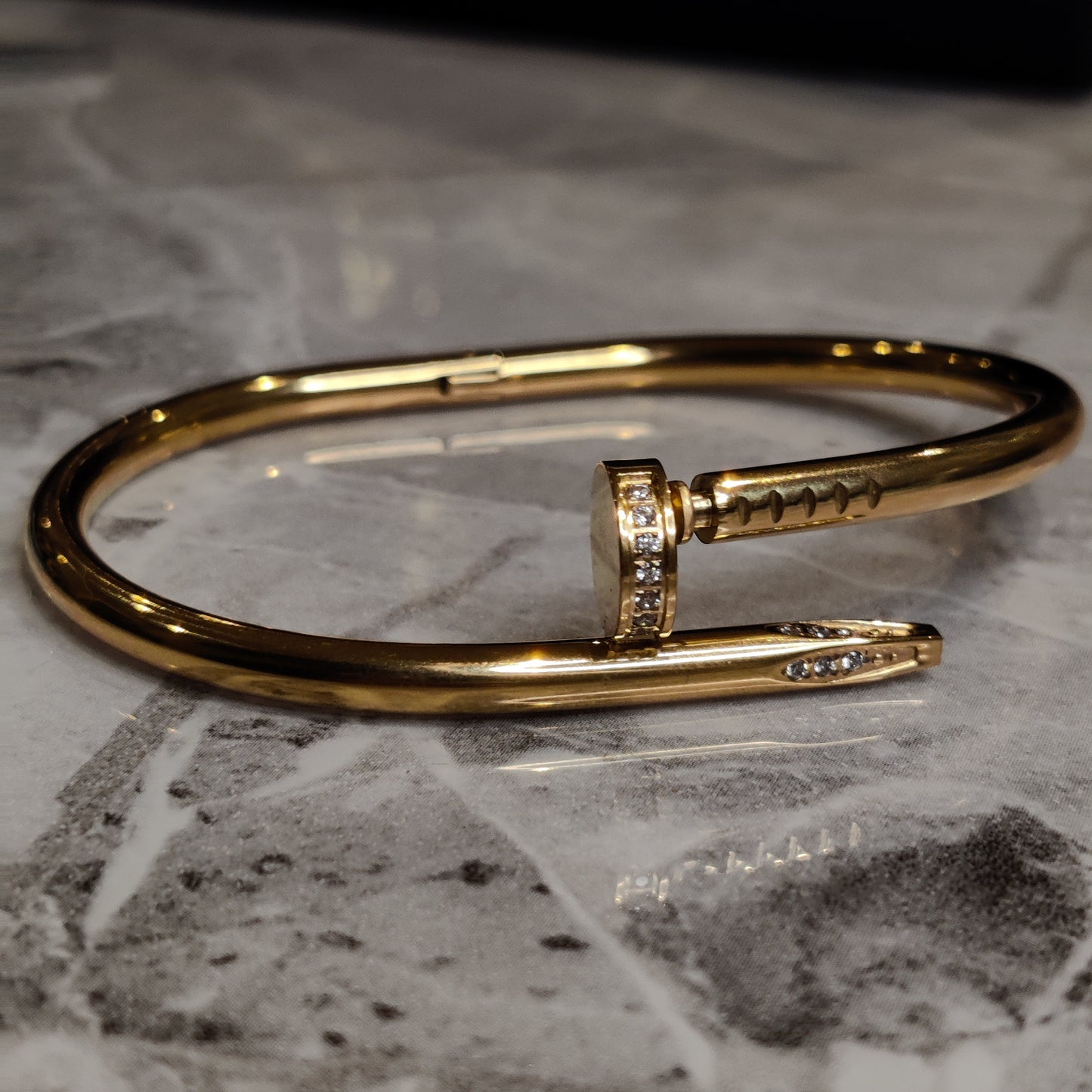 "Screw It" Zircon Gold Bangle