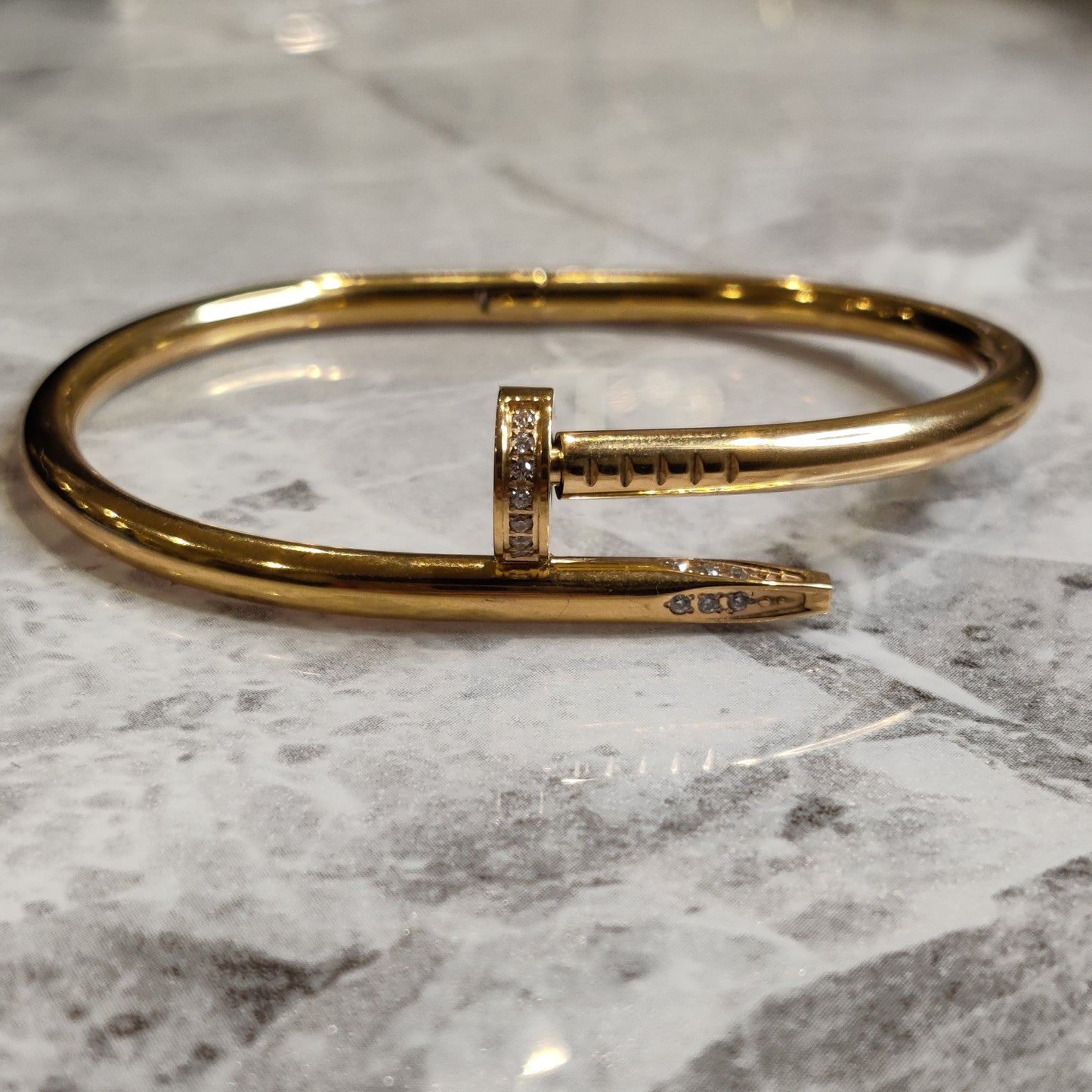 "Screw It" Zircon Gold Bangle