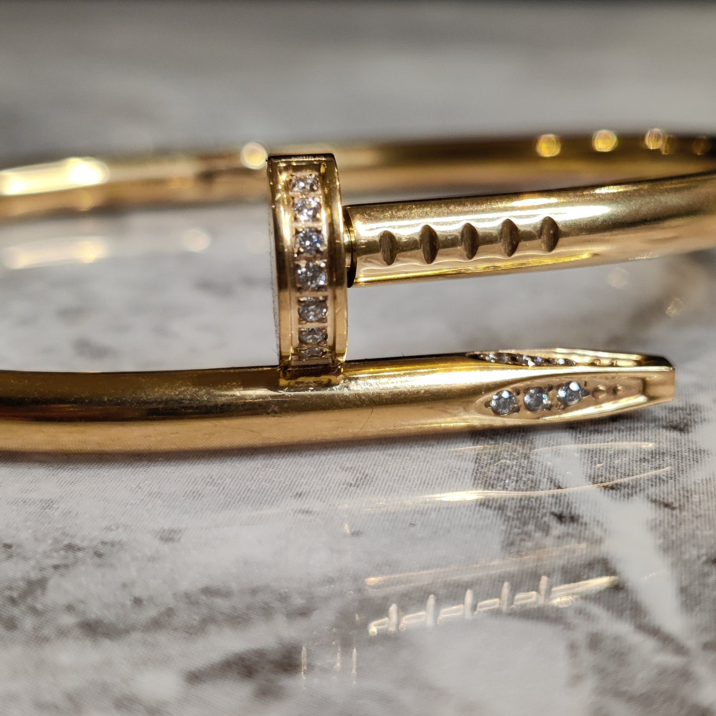 "Screw It" Zircon Gold Bangle