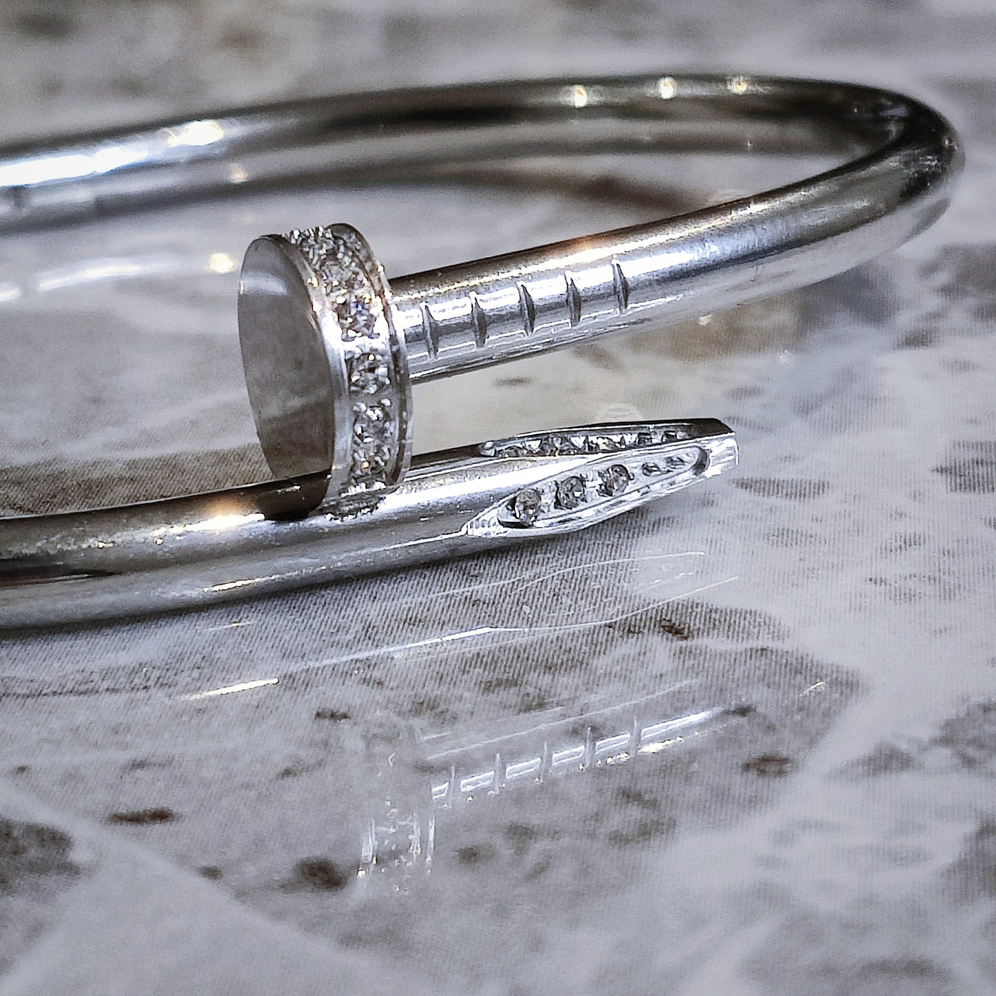 "Screw It Again" Silver Nail Bangle