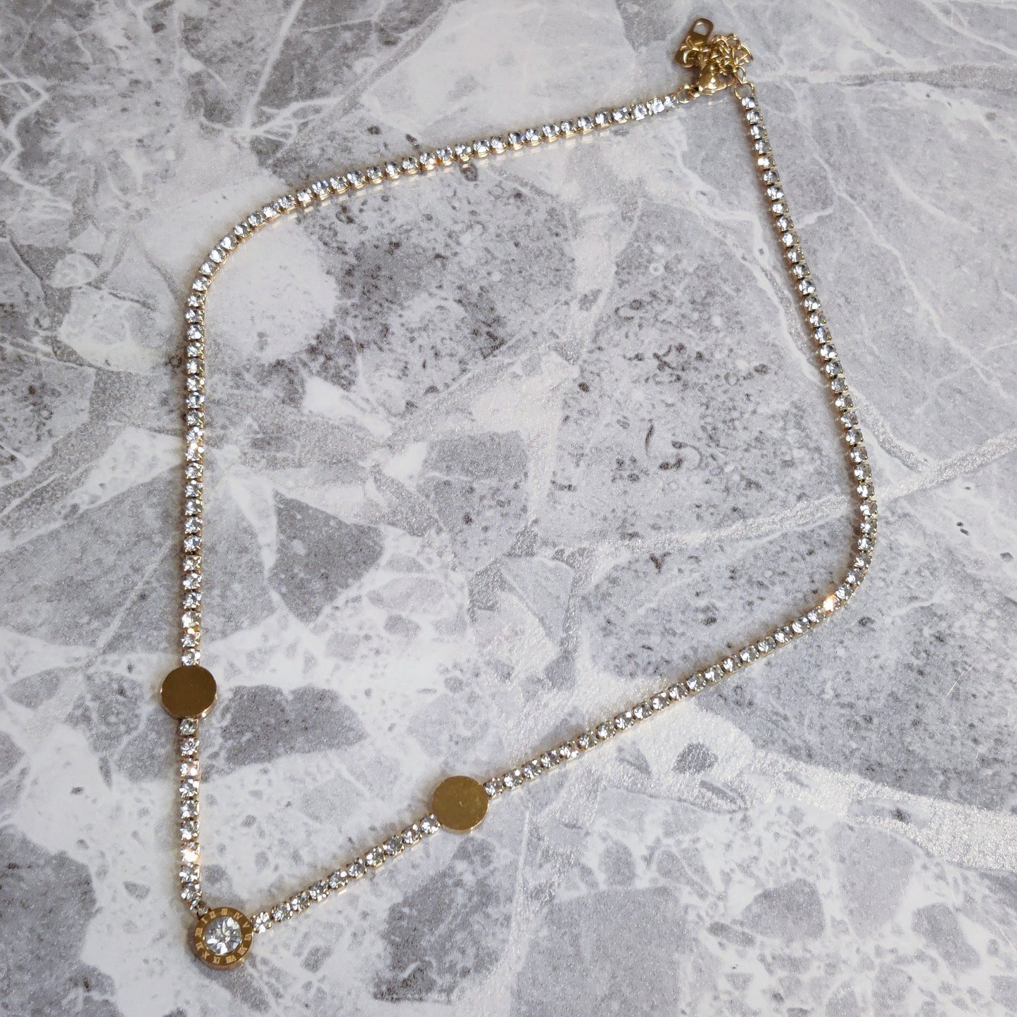 "Ice Dials" Gold Zircon Necklace