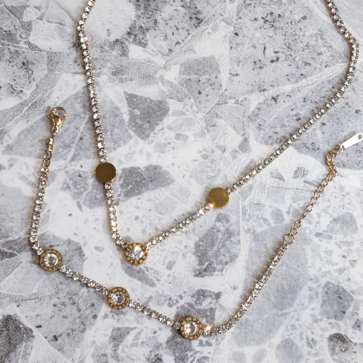 "Ice Dials" Gold Zircon Necklace