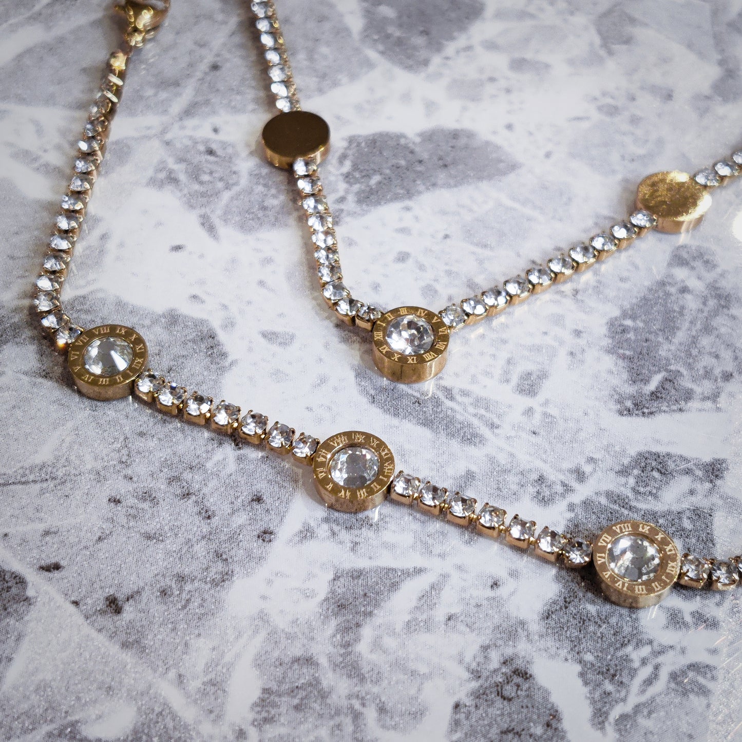 "Ice Dials" Gold Zircon Necklace