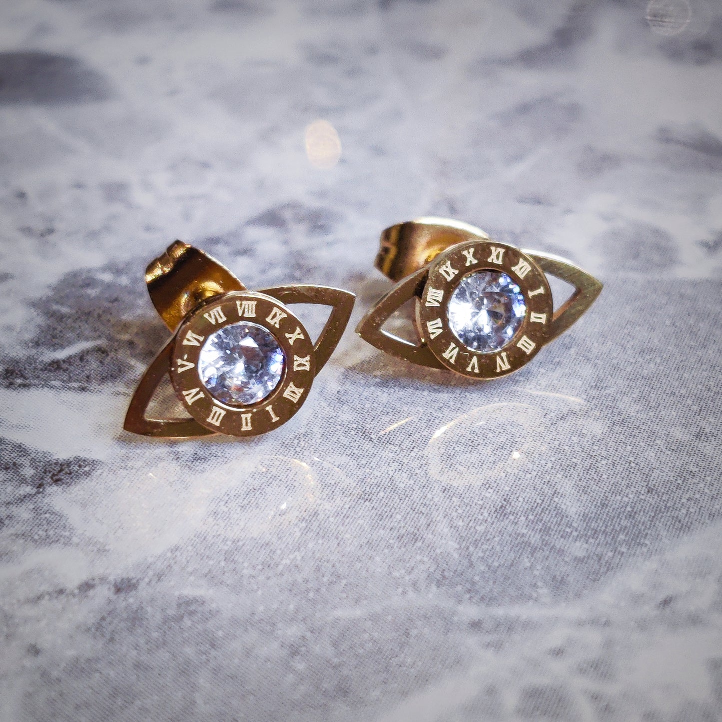 "Eye-cy" Gold Stud Earrings