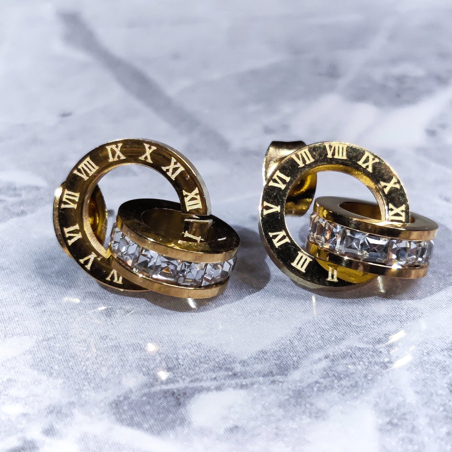 "Roman's Link" 18K Gold and Silver Earrings