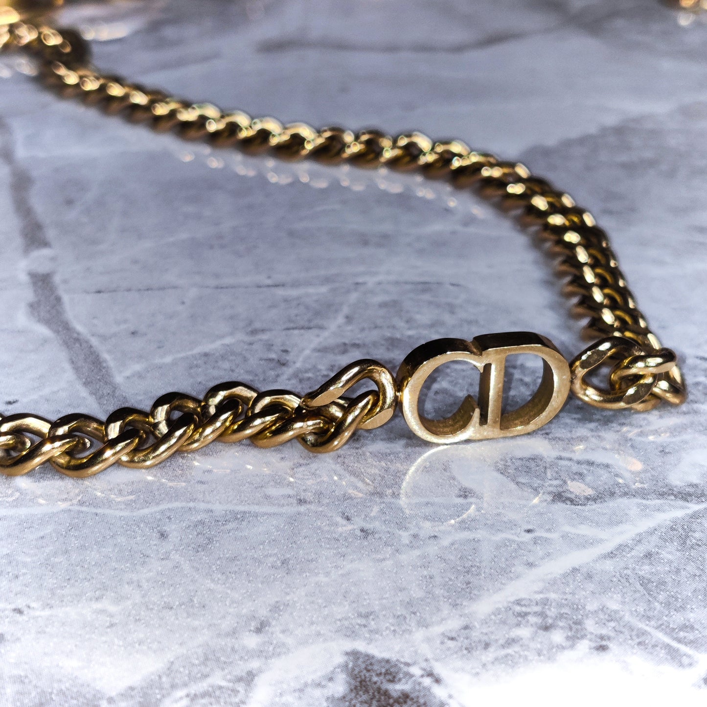 "CD" 18K Gold Chunky Chain Necklace