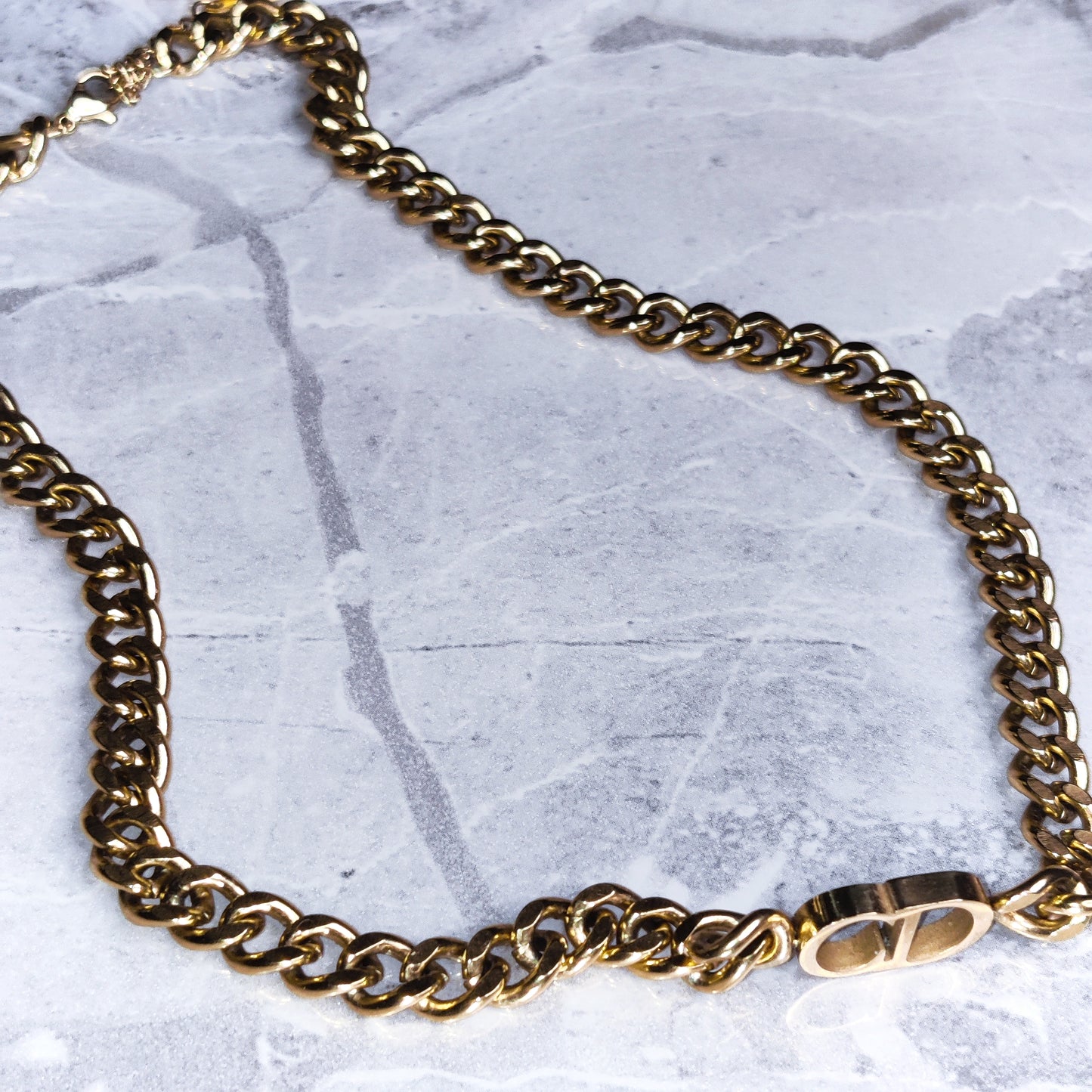 "CD" 18K Gold Chunky Chain Necklace