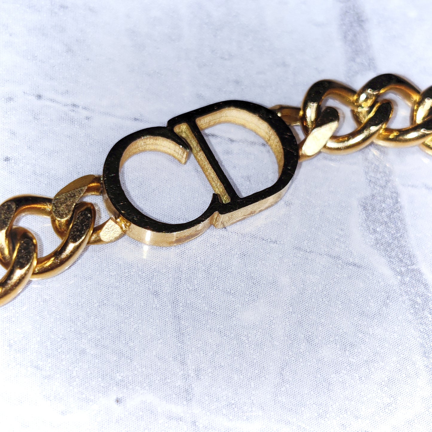 "CD" 18K Gold Chunky Chain Bracelet