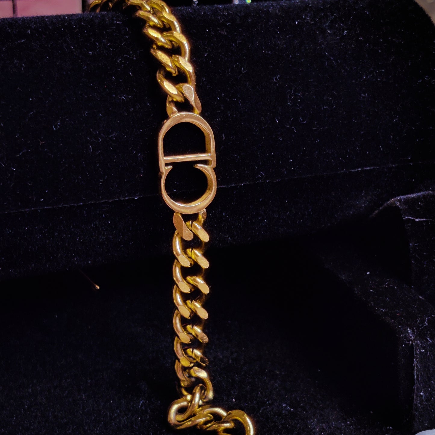 "CD" 18K Gold Chunky Chain Bracelet