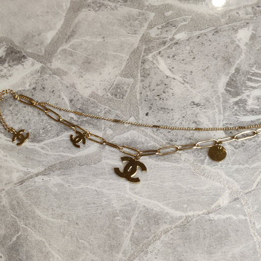 CC Double Layer 18K Gold Anklet