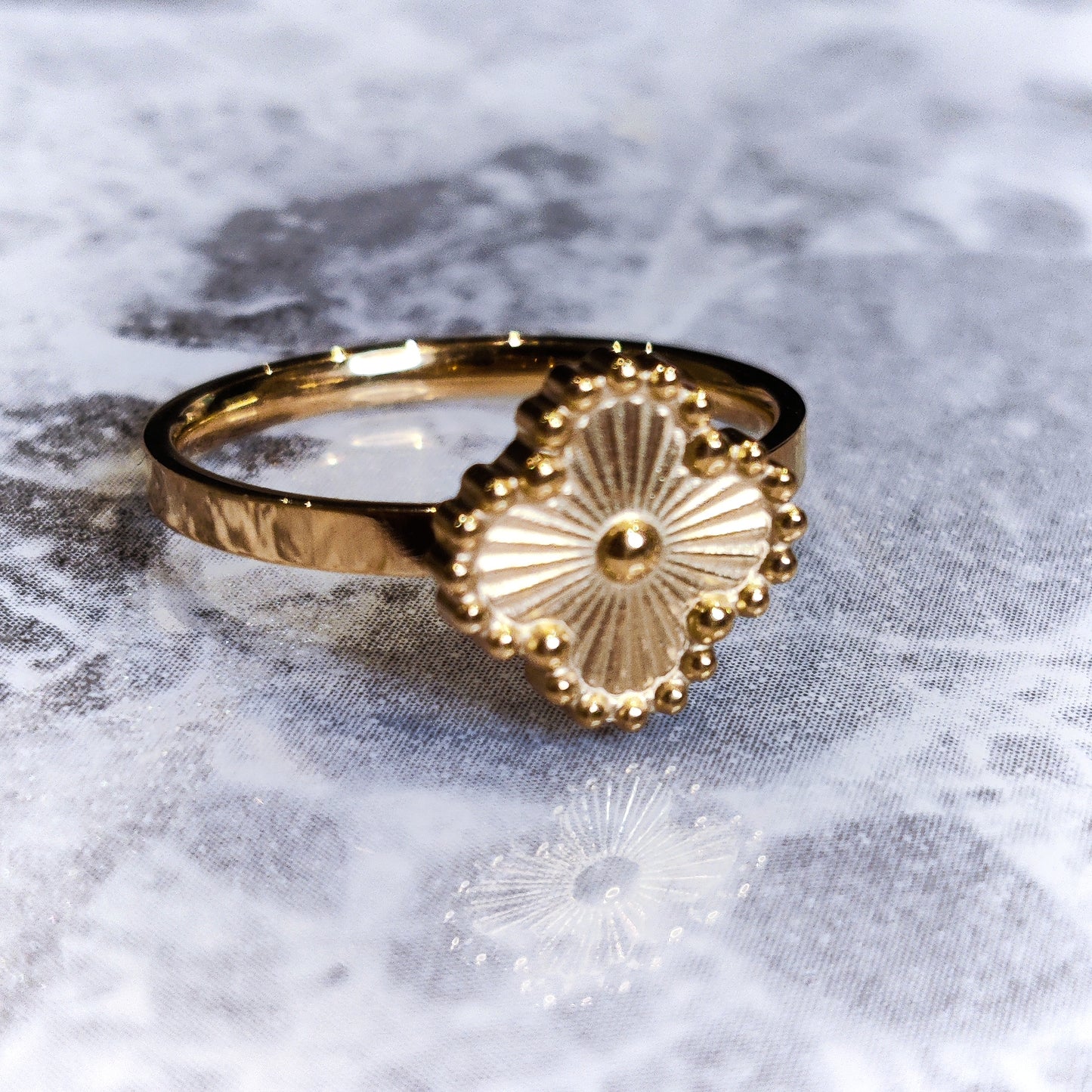 "Lucky" 18K Gold Clover Ring (Size 8)