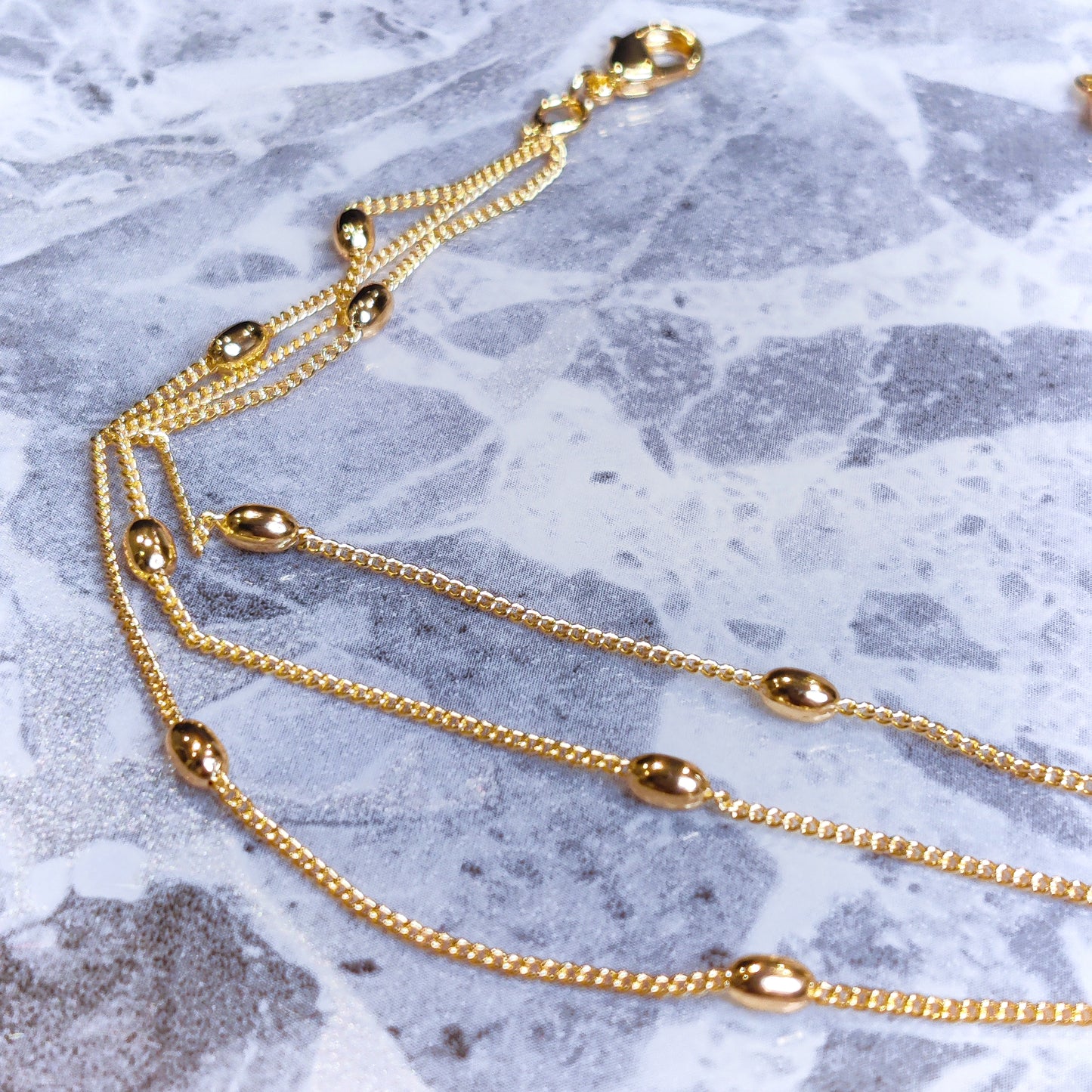 "Golden Beans" 3 Layer Gold Anklet