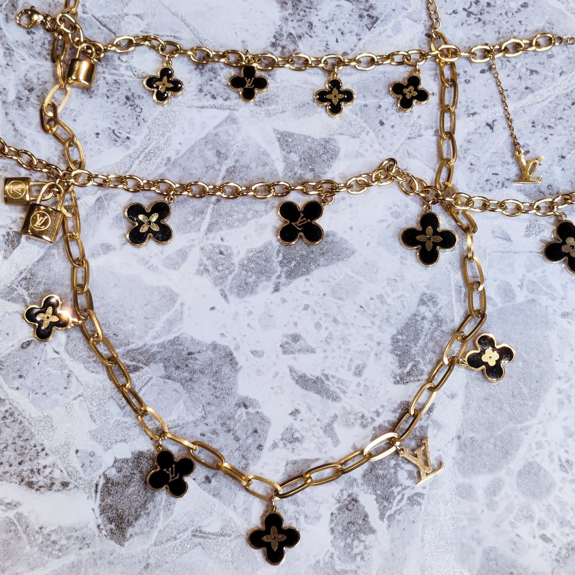 LV Clover Necklace, Bracelet and Anklet