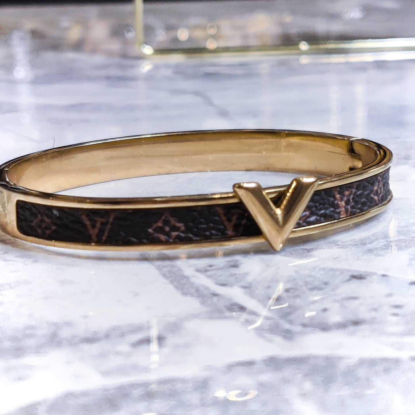 LV Leather Style 18K Bangle