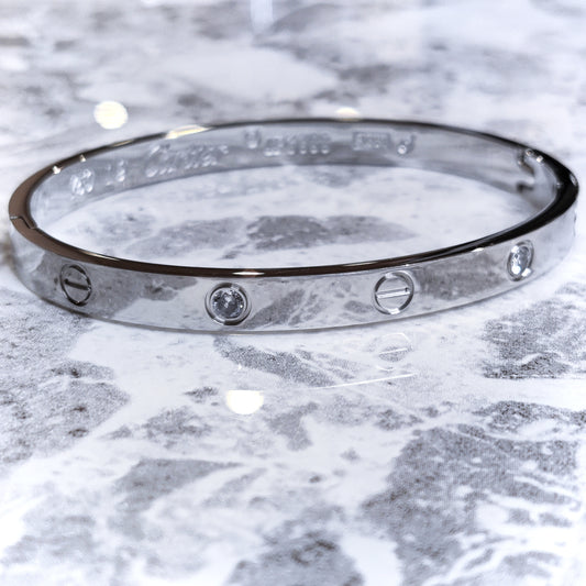 "Auger" Silver Zircon Bangle